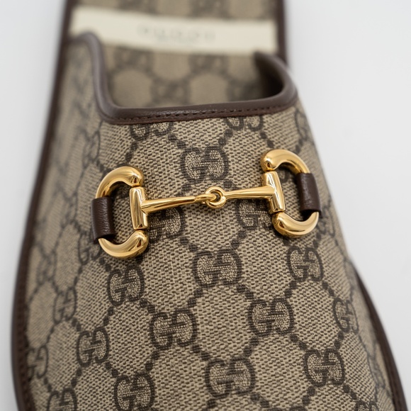 size 13G 13.5 US Gucci Horsebit GG Mule Slippers Canvas Beige Brown main image 7
